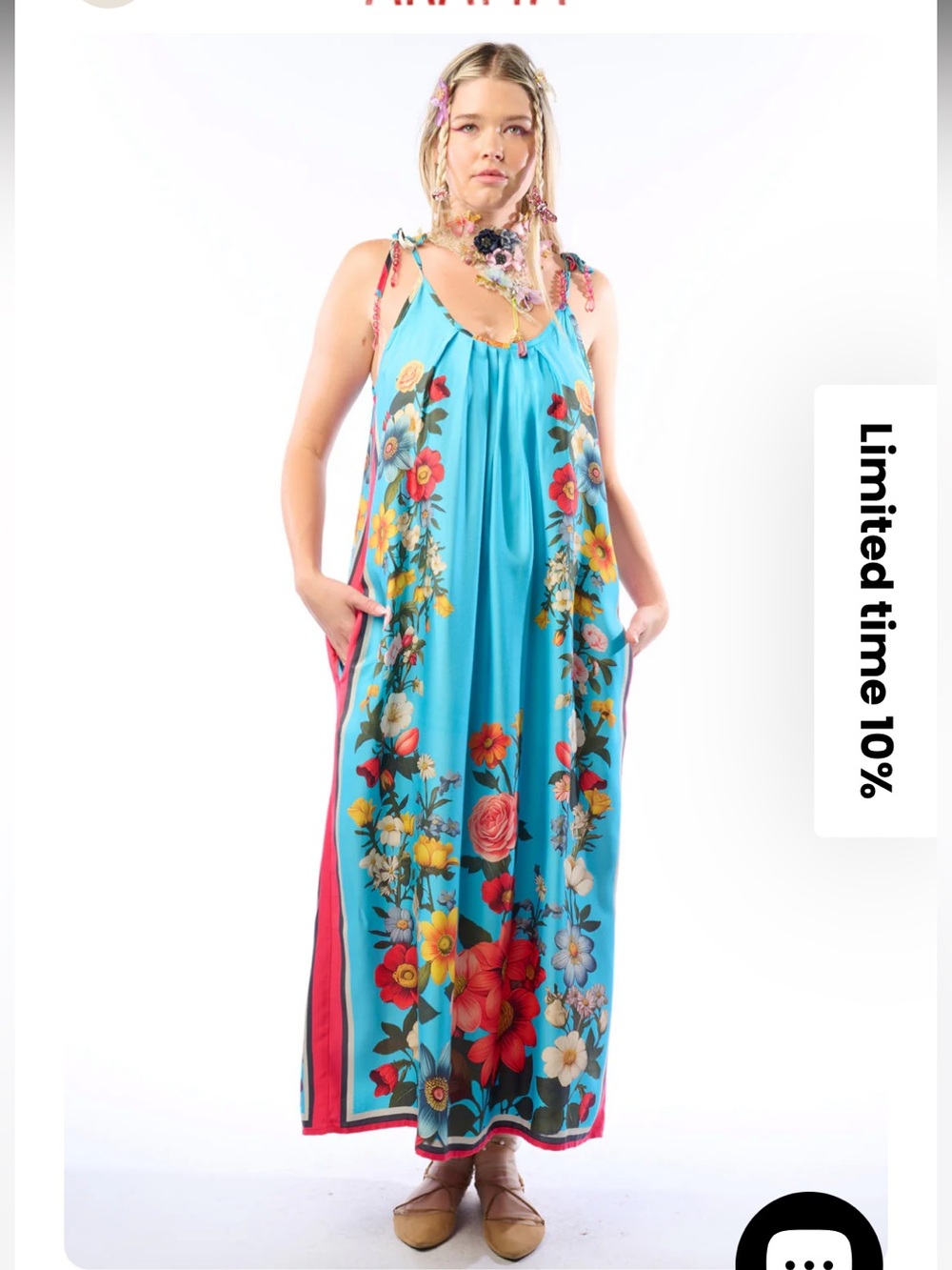 NWT Aratta Silent Journey- Floral Garden Dress-Blue Floral